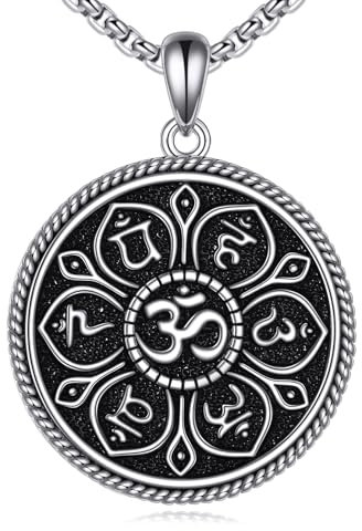 VENACOLY Om Halskette 925 Sterling Silber Lotus Om Anhänger Yoga Om Symbol Halsketten Om Geschenke Schmuck Geschenke für Männer Damen Frauen Yoga Liebhaber