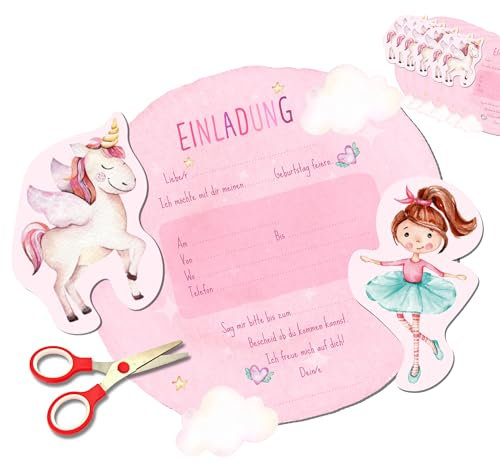 MeinBaby123® 10 Einladungen zum selber basteln (Fee & Einhorn)