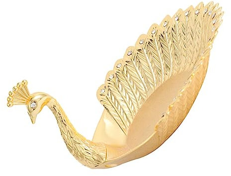 Zerodeko Plateau De Fruits Plat D'anneau De Paon Plateaux à Boucles D'oreilles Décoration De Gâteaux Hauts De Forme De Gâteau Assiette De Fruits Secs Golden Alliage De Zinc Réutilisable