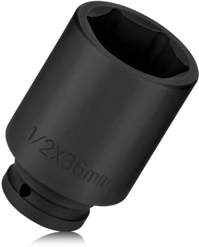 TYBYBB Llave de vaso hexagonal, 36 mm, 1/2 pulgadas, de acero CV | Llave de vaso hexagonal, llave de vaso hexagonal, llave de vaso para llave dinamométrica de impacto (78 mm de longitud)