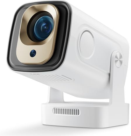 Mini-Smart Beamer 4K Unterstützung 1080P Autofokus Projektor, Auto Trapezkorrektur Android Heimkino Smart Beamer mit WiFi6 BT5.4, 180°Dreh Tragbarer Projektor, 2025 Neu Videoprojektor