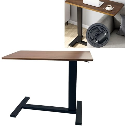 Beistelltisch Mobiler 80x40cm, Höhenverstellbarer Laptoptisch mit Rollen | C-Form Beistelltische mit Metallgestell und Große Tischplatte, Stabiler und flexibler Schreibtisch für Bett, Couch und Büro