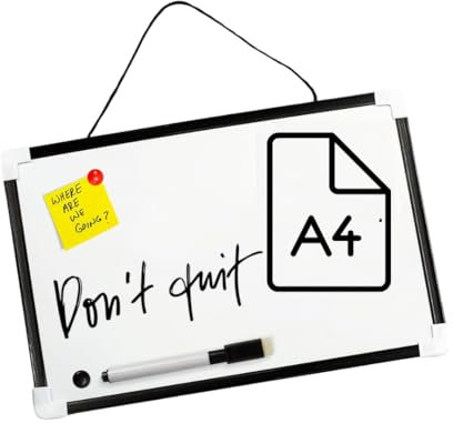 TB1 Products A4 Magnetic Dry Wipe Whiteboard – Pack of 1 | Small Memo Board with Hanging String, 2 Magnets & Eraser | Compact Writing Board for Home, School, Office & Kids’ Drawing