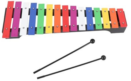 15-Noten Holz Xylophone, Glockenspiel Xylophon Percussion für Anfänger, Musikinstrument mit 2 Schlägeln, Bunt, Musik Tools