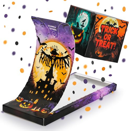 DPKOW Explosionsbox Halloween Karte, Lustige Geschenkbox Überraschungsbox Halloween Geschenke für Junge Mädchen Weihnachten Geburtstag Geschenke, Trick r Treat Mystery Box mit Konfetti