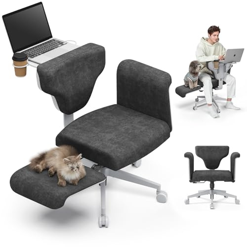 Newtral FX-FB Bürostuhl mit/ohne Armlehne Verstellbar, Schneidersitz Stuhl Criss Cross Chair, Schminktisch Stuhl mit Rollen, Schreibtischstuhl Office Drehstuhl zu Hause (Freedom-X FB, Schwarz)