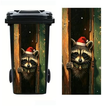 2Pcs Donkey Dustbin Sticker Decals,14.57×32.28in Raccoon Wheelie Bin Stickers Self Adhesive Panda Peeking Decal for Door Trash Cans Bins Driveway Garden Outdoor Patio Decor (Donkey)