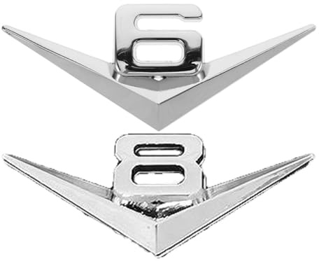 NUOBESTY Metall 3d Auto Heckemblem Motor 6 Zylinder Motor 8 Zylinder Silber Langlebiges Karosseriedekor Universell Kompatibel für Fahrzeugmodelle Einfache Montage