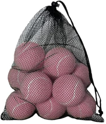 Okiyakusama 12 Stück Tennisbälle Übungsbälle Gummibälle Trainingsbälle mit Filz Elastisch Und Tragbar für Kinder Erwachsene für Tennistraining Schulsport Fitnessp, Hell-Pink