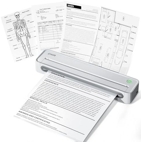 ETIKEZ D90E Thermodrucker A4, Tragbarer Wireless Drucker, Bluetooth & USB, kompatibel mit Smart AI APP, Android, iOS & Laptop, unterstützt 8,5 x 11 Inch für Zuhause, Büro, Schule & Reisen, Cream