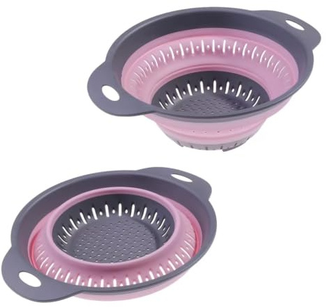 Collapsible Colander, Foldable Colander, Colanders for Washing Draining | Pink, Space Saving, ABS Silicone, Kitchen Dishwashing