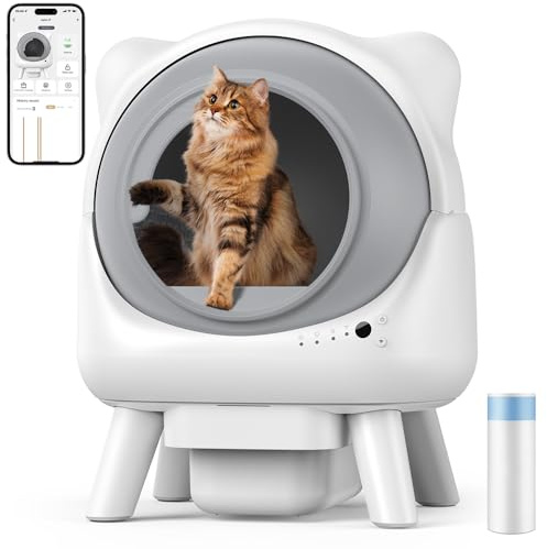 Redkey X1 Lettiera Gatto Autopulente, 95L Elettrica Lettiera Automatica per Gatti, Eliminazione Odori, Controllo APP, Compatibile con Tutti i Tipi di Lettiera, per Famiglie con Più Gatti (Bianco)
