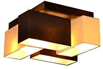 Deckenlampe Milano B4D Holz Deckenleuchte 4 flammig E14 Designer Lampe verschiedene Varianten (Creme-Braun)