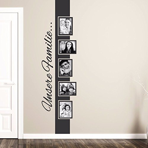 tjapalo® S-pkm168 Wandtatto mit Bilderrahmen Banner Wandtattoo wohnzimmer modern mit Fotos Fotorahmen Wandsticker Familie (Höhe160cm f. Fotos mit13x18cm)