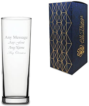 Personalised Engraved Tubo Hiball Cocktail Glass, Gift Boxed, Personalise with Any Message for Any Occasion