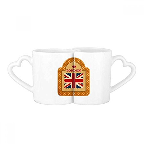 DIYthinker Point Uk London Stamp Union Jack Love Couple Mugs Set White Pottery Ceramic Cup With Handles Gift