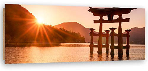 Feeby Image Panneau Déco Japon Tableau décoration Torii orange 140x45 cm