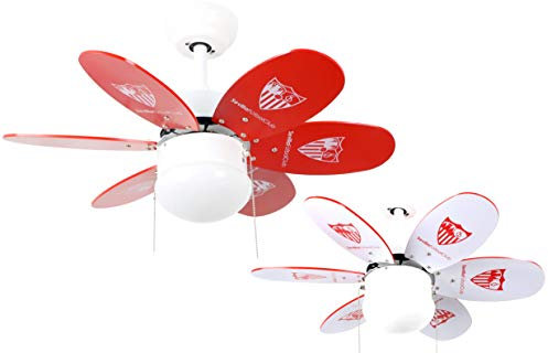 Bastilipo - Ventilador de techo con palas reversibles oficial del Sevilla Fútbol Club, Sevilla FC, 60W, 75cm