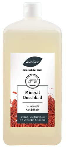 Saunabedarf Schneider - Salinensalz Mineral-Duschbad, als Duschgel und Haarshampoo, Sandelholz, 1000ml