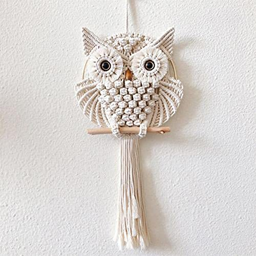 Shaying Eule Makramee Wandbehang Wandteppich, Boho Wanddekoration Böhmisches, Handgemachte Gewebte Wandkunst Für Zu Hause Wohnzimmer Schlafzimmer Dekorationen