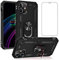Asuwish Compatible with iPhone 12 Mini Case 5.4 inch and Tempered Glass Screen Protector Magnetic Stand Ring Holder Hard Shockproof Accessories Phone Cases for iPhone12mini i 12s iPhone12 12mini Black