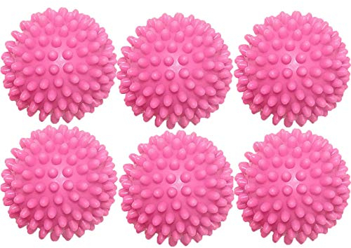 Wäschetrocknerkugeln - 6er Pack Wiederverwendbarer Reinigungsstoff Weichspüler Alternative ungiftige Wäschetrocknerkugeln (Pink)