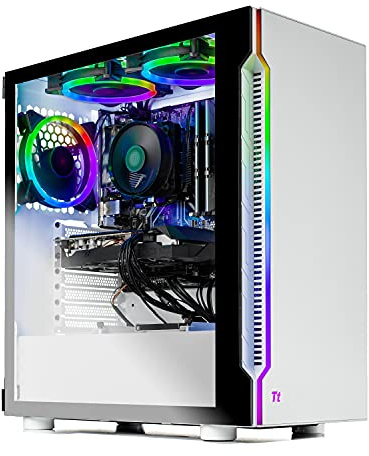 SkyTech Archangel 3.0 Gaming Computer PC Desktop - Ryzen 5 3600 6-Core 3.6GHz, RTX 3060 12GB, 1TB SSD, 16GB DDR4 3200, RGB Fans, AC WiFi, 600W Gold PSU, Windows 11 Home 64-bit, White