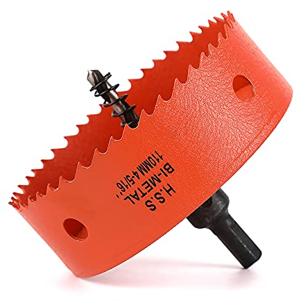Dribotway Bi-Metall Lochsäge 4-21/46'' 110mm,M42 HSS Schneller Lochschneider,mit 1 Schaft und 1 Bohrer,Für Trockenbaumaterialien, Holz, Kunststoffe und Metalle, Schnitttiefe