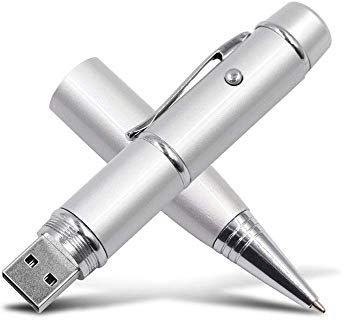 MySixKeen Silber Kugelschreiber Stiftform 32 GB USB 2.0 Flash-Laufwerk Memory Stick Pendrive Thumb Drive Sprunglaufwerk