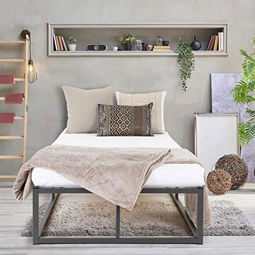 ML-Design Metallbett 90x200 cm auf Stahlrahmen mit Lattenrost, Anthrazit, Bettgestell aus Metall, robust, leichte Montage, Bett für Schlafzimmer der Kinder Jugendliche Erwachsene, Jugendbett Gästebett