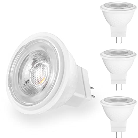 RuLEDne MR11 LED Bulbs, GU4 Bi-Pin Base ACDC 12V 3W (Equivalent to 25W 30W Halogen Light Bulbs) Warm White 2700K - 3000K Light Bulb,Spotlight for Home Landscape Track Lighting,Pack of 4 (MR11 4 PCS)