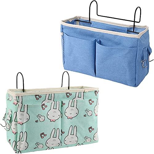 2 Stück Etagenbett Organizer, Betttaschen Körbe, Multifunktionale Betttaschen, Bett Organizer Betttasche, Große Betttaschen Aufhängen mit Haken, für Zeitschriften, Mobil, Fernbedienung (2 Stile)