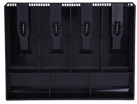 Akozon Kasse Einsatz Geldschublade Einsatz Geldkassetten Kassenschublade Registereinsatz Fach Ersatz 4 Bills 3 Münzen Geld 32 x 24,5 x 3,5 cm Schwarz Geldzählbrett Notes Aufbewahrungsbox