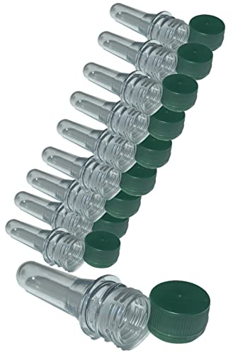 Flocoro´s Petlinge 9cm leer PET Preform Petling mit Deckel grün 10 Stück für Geocaching zubehör wasserdicht Petling klar Preformen