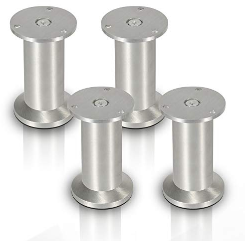 Randaco 4er Set Möbelfüße Höhe 100mm, Aluminium Möbelbeine Belastbar bis 250 Kg, Runde Tischfuß Sofafüße, Sockelfuß für Möbel