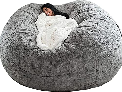 Sitzsack, Bean Bag Cover,Sitzsack Erwachsene Flauschig Chair Riesen Sitzsack Bezug Ohne Füllung XXL Giant Sofa (No Filling) Plüsch Gaming Extra Groß Lazy Bag ( Color : Light Gray , Size : 5ft(135*65cm