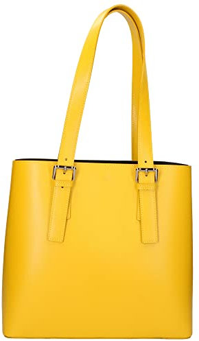 Gave Lux Damen-Umhängetasche aus Kalbsleder Box Calf. Italienisches Handwerksprodukt aus echtem Leder. Hergestellt in Italien GLX220592423FBG-B04_GELB 35x15x33 cm