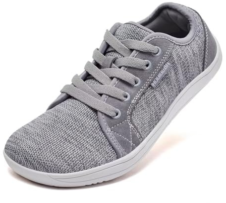HOBIBEAR Unisex Wide Barefoot Shoes for Men Women Outdoor Trail Running Minimalist Walking Shoes Lightweight and Breathable(Light Grey,9 UK)