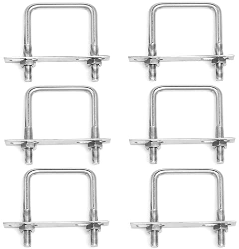 Bebochoi Quadratische U Bolzen 6 Stück M8 Bolzen U Bügelschrauben 60 x 100 mm mit Muttern und Rahmenplatte U Bolzen Verschluss für Abschleppen von Autos Schiffen Reparatur Rohrleitungsbau
