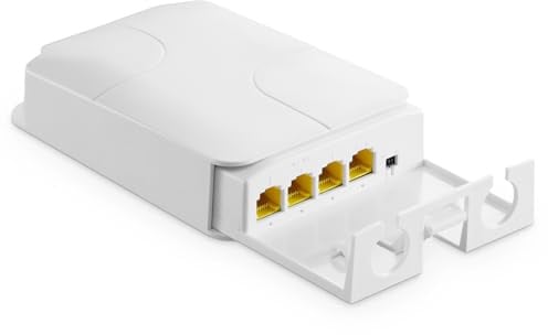 MokerLink Switch/Extender PoE Gigabit 4 porte per esterni, ripetitore PoE IEEE 802.3 af/at, 100/1000Mbps, 1 PoE in 3 PoE out, alimentato da PoE, POE passthrough impermeabile con montaggio a parete
