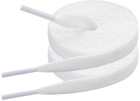 7STROBBS Cordones Blanco,Cordones Planos de Converse Altas Bajas Air Force Deporte,8mm Anchos Cordones de Zapatos de Niños Adultos,Cordones para Converse Blancas(180cm-2 Pares)