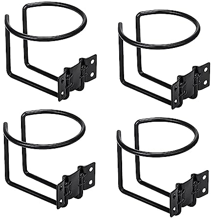 Novara 4 Stück Getränkehalter für Boote, Edelstahl, Universal-Getränkehalter, Schwarzer Ring, Getränkehalter für Boot, Wohnmobil