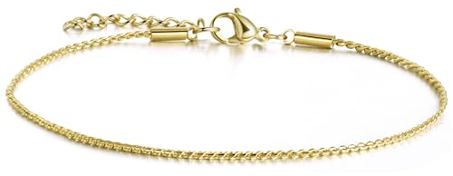 CyxenNova Armband Herren Armbänder Für Herren Edelstahl Königskette Silber Herren Schmuck Geschenke Für Männer, Dad, Freund, Ehemann, Bruder(2mm, Gold-Stil-5)