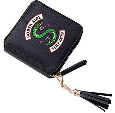 Mrisata 3D-Damen-Riverdale-Geldbörsen, Bedruckte Quasten-Geldbörse, Mini-Geldbörse, Kurzer Reißverschluss, Kartentaschen (Schwarz)