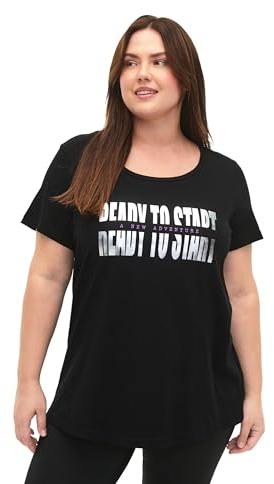 Zizzi Active by Damen Große Größen T-Shirt Print Gr 46-48 Black Ready to Start