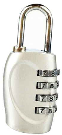 Beufee Serrures à Bagages à 4 Chiffres, Cadenas clé, Cadenas De Sécurité, Cadenas à Combinaison, Serrure à Code pour Valises De Voyage, Serrure De Casier De Sac à Bagages(Blanc argenté)