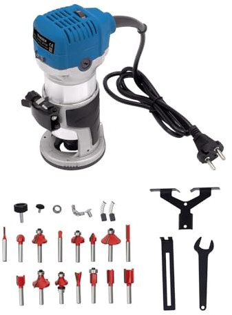 Oberfräse, 2000W Electric Hand Holz Oberfräse, Kantenfräse mit 15 Fräser-Bits, Einhandfräse für Spanplatten, MDF-Platten, Hartholz und Weichholz geeignet