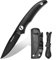 TONIFE Nova Neck Knife mit Scheide Lanyard und Clip, 68mm Feststehendes Klinge Kleine Hals Messer Neck Knife für Outdoor Edc (Schwarz+Schwarz Titan)