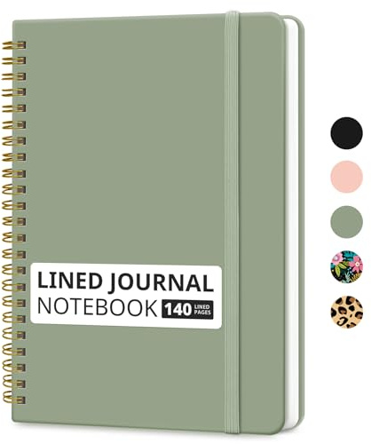Taja Lined Spiral Journal Notebook for Women & Men, 140 Pages, College Ruled Hardcover Notebook for Work & Note Taking, Journals for Writing, A5(5.7 x 7.9) - Green