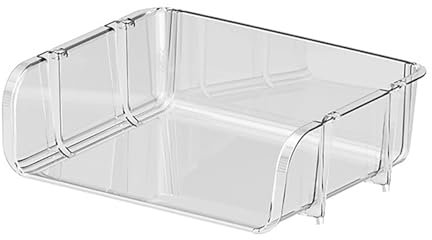 HERCHR Office Desk Organizer, Paper Letter Tray Clear Plastic Desk File Organizer Stackable Desk Letter Paper Tray Desktop File Paper Organizer Stackable Paper Trays for Office(Small)